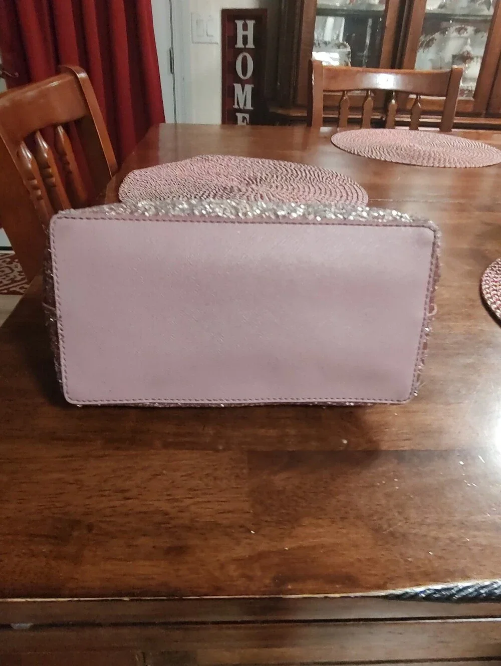 kate spade Mauve Mini Tote with Silver Glitter Base